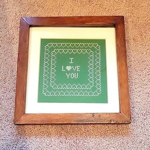 I L❤️VE YOU embroidered wall art framed